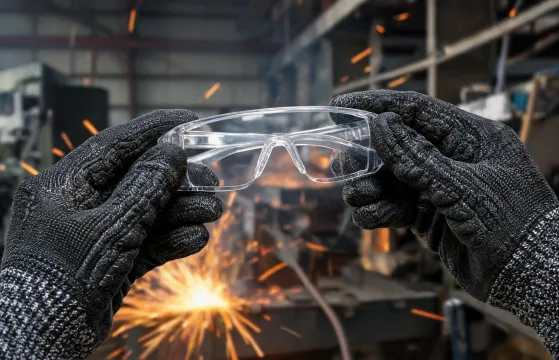 Cut gloves and eye protection